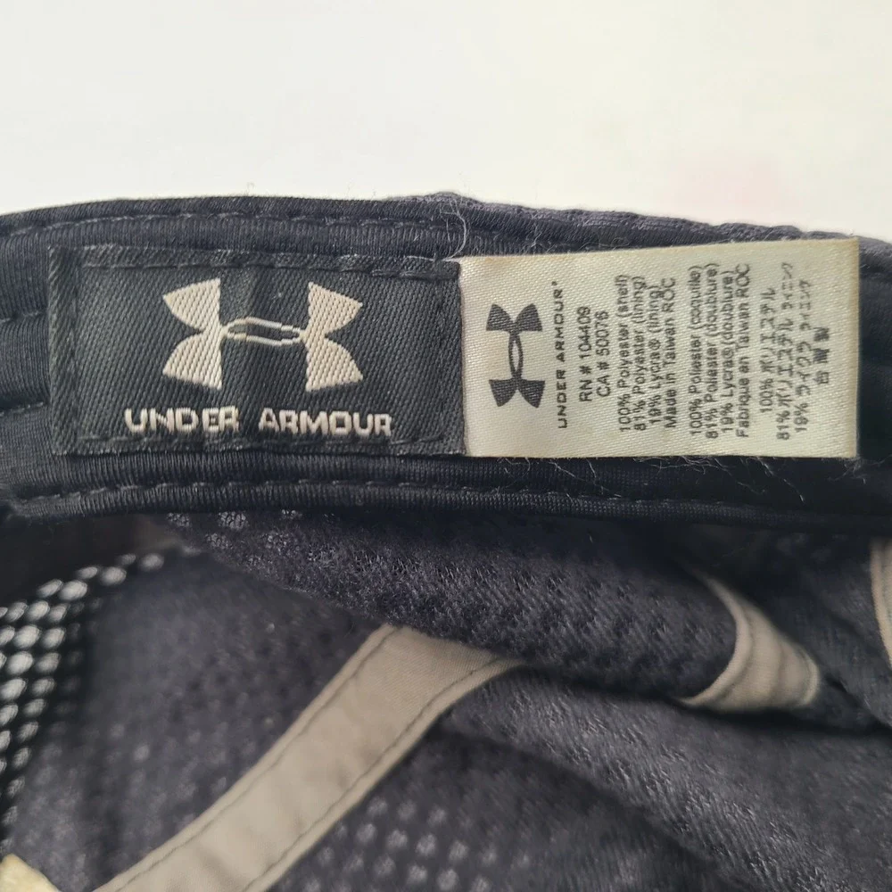 Under Armour Hat Adjustable 4 Panel‎ Gray White Jersey Mesh Performance Running